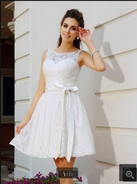 

2019 robe de soiree белое кружево без рукавов короткое свадебное платье с открытой спиной сексуальные миниатюрные девушки неофициальные летн, White
