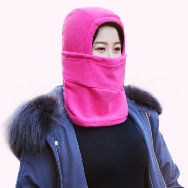 

winter outdoor riding windproof fleece hood cs mask thick warm snow cap scarf headwear face-mask fishing-mask-cover mask#y35, Black