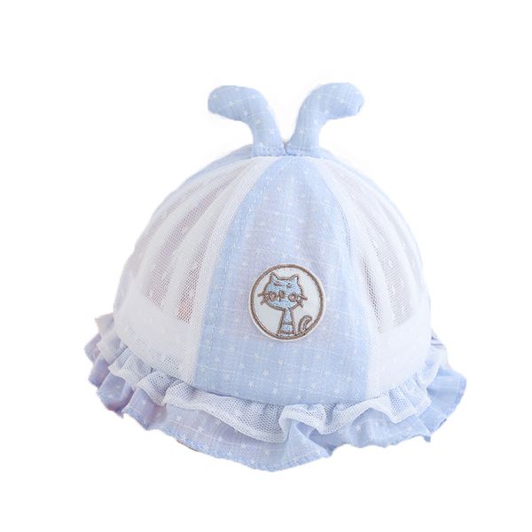 

summer baby stitching mesh hat cartoon cat cute princess newborn breathable fisherman hat kids, Yellow