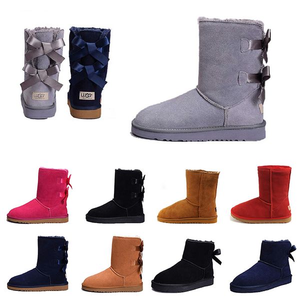 

Classic Women Australia WGG kneel Boots Ankle boots Black Grey chestnut red designer Women girl popular winter snow boots size 36-41