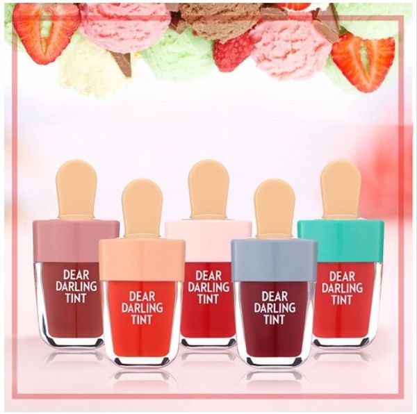 

new dear darling lip tints lasting natural charming lip gloss new 5 color waterproof liquid ice-cream shaped lipstick