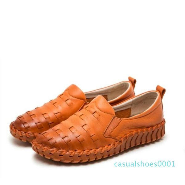

spring summer 2020 new style hand-made comfort women's shoes leather fashion wild non-slip solid shallow flat bottom flats shoe ac01, Black