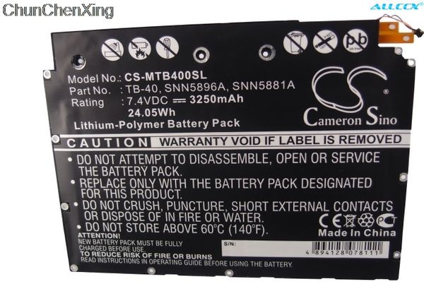 

cameron sino 3250mah battery snn5881a for motorola mz604, xoom, mz500, mz600, mz601, mz602, mz603, mz604