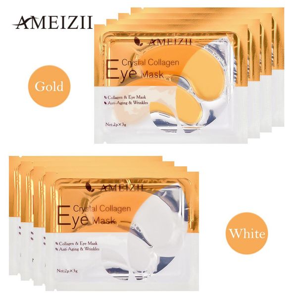 

ameizii 2pcs = 1pair 24k gold кристалл коллаген eye mask eye patches для глаз уход за темных кругов удалить anti-agig уход за кожей