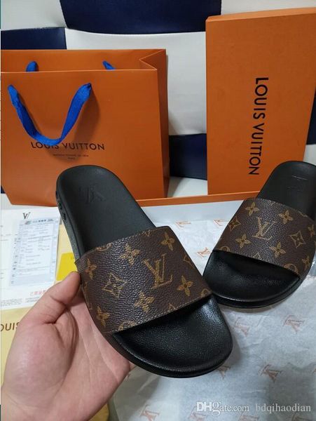 

designer slippers new r luxury slides men summer rubber sandals beach slide fashion scuffs slippers indoor shoes size 35-45, Black