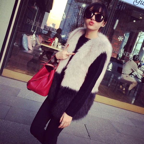 

winter jacket women colete feminino de pele 2020 black faux fur vest furry winter fur jacket coats for women female vest