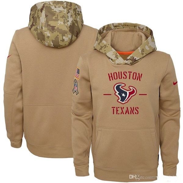 

2019 houston men women youth american football sweatshirt texans2019 salute to service sideline therma pullover hoodie tan, Black