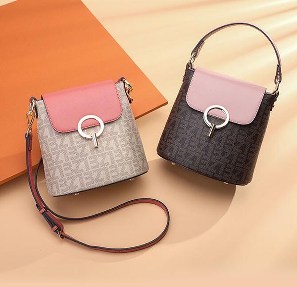 

2020 новая девушка женщины bucket bag мода двухцветная печать повседневная сумка плеча взрыв crossbody trend сумки малый ск сумочка для любв