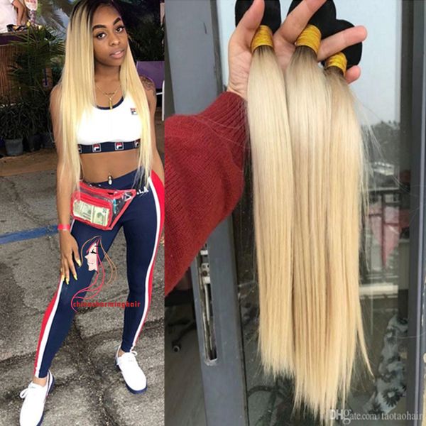 1b 613 Virgin Ombre Hair Platinum Blonde Dark Roots Ombre Hair 3