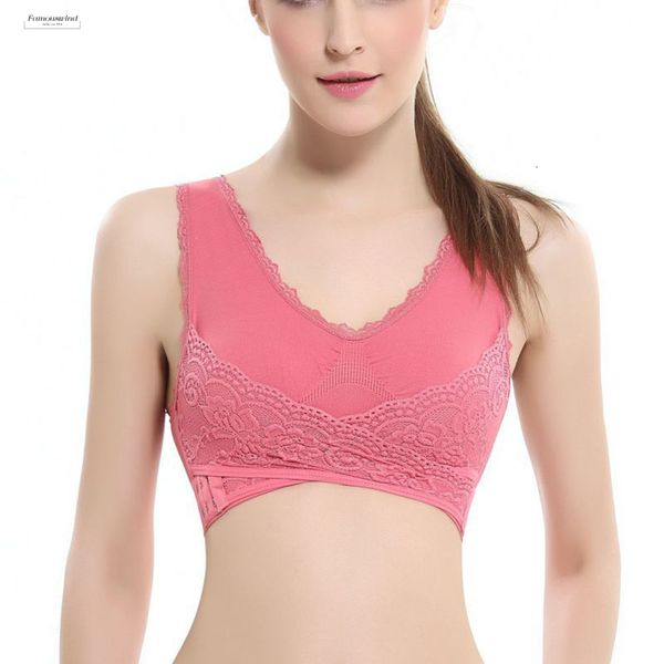 

lingerie bra lace solid sleep cross side buckle without rims gathered sports women underwear color, Red;black