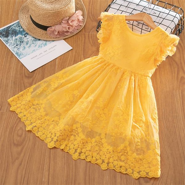 

floral dress for girls 3-8 years 2019 summer princess embroidery ball gown children girls casual clothing kids dresses for, Red;yellow