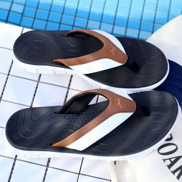 

luladi summer men's flip flops anti-slip outdoor slippers flip-flops sports footwear sandals, Black