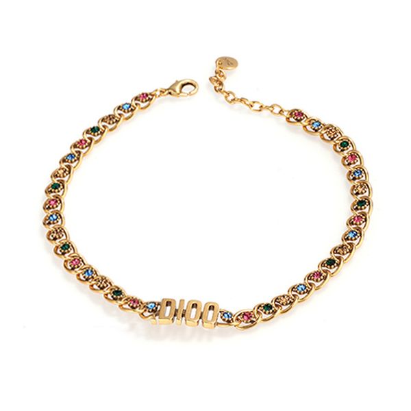 

new fashion letters bracelet metal jewelry for ladies collection luxury design heart-shaped color diamond bracelet gift jewelry, Black