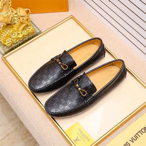 

men dress shoes good leather casual driving loafers gentleman slip on flat oxford design shoes 38-45 size for 2019 2020, Black