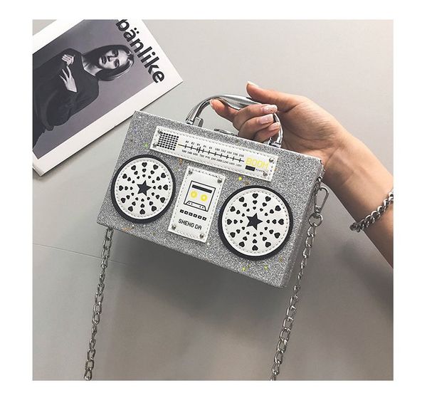 

personality fashion girls radio style shouler bags for women lady messenger handbag box vintage clutch cross body bags