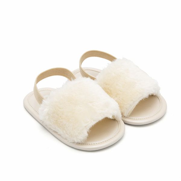 

summer baby shoes girl plush sandals anti-slip crib shoes soft sole prewalkers flowers baby, Black;red