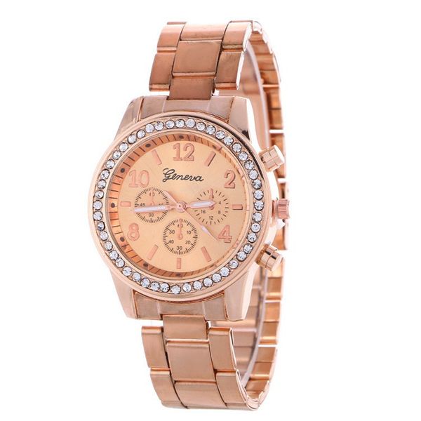 

new fashion women dress rhinestone quartz watch rose gold watch female stainless steel alloy wristwatches gift 2017 new t190619, Slivery;brown