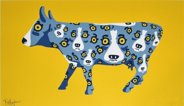 

джордж rodrigue голубой собаки, ходить по техас подпись art home decor расписанную hd печать картина маслом на холсте wall art pictures 2001