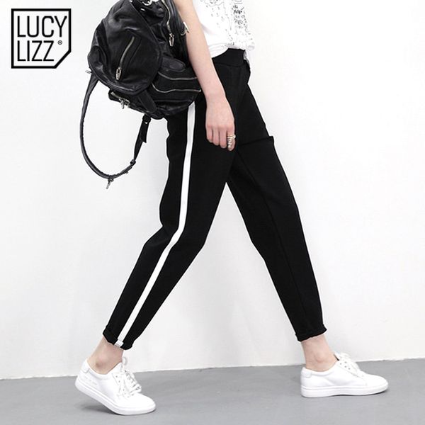 

lucylizz 2017 women striped sport leggings fitness yoga pants leggins gym sports clothing running tights slim trousers plus size, White;red