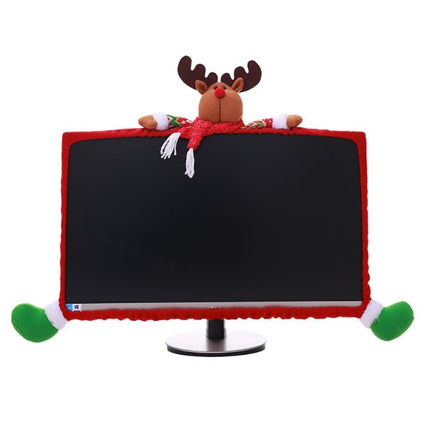 

computer monitor cover elastic computer cover creative cloth christmas decorations for home office decor(elk) elk