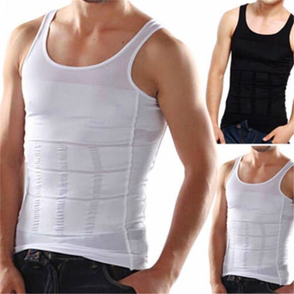 

men' slim body shaper vest shirt tummy waist underwear belly slimmer 2018, White;black
