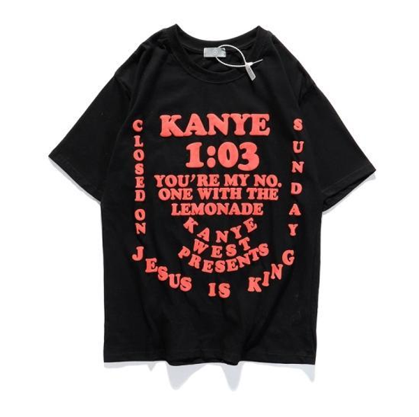 

20ss mens womens t shirts summer i feel like pablo tee short sleeve o-neck t shirt kanye west letter print tees male shirt hip hop60d4#, Black;red