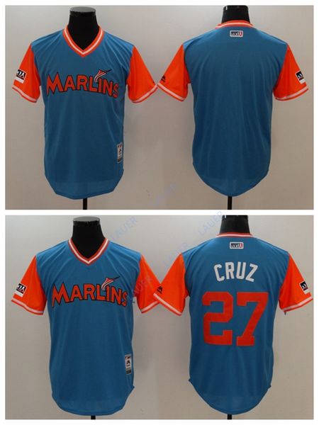 

wholesale miami men marlins jersey 27 cruz stitched nickname baseball jerseys, Blue;black