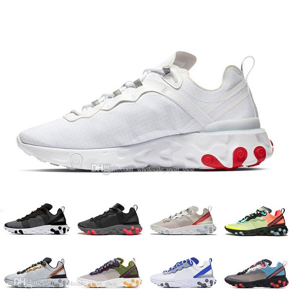 

in stock react element 87 55 white university red dark grey men women running shoes triple black neptune green mens trainers sports sneakers, White;red