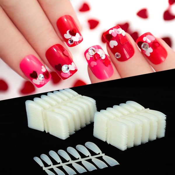 

artificial nails 520pcs super thin traceless false nail tips full coverage nail diy decoration false nails with glue, Red;gold