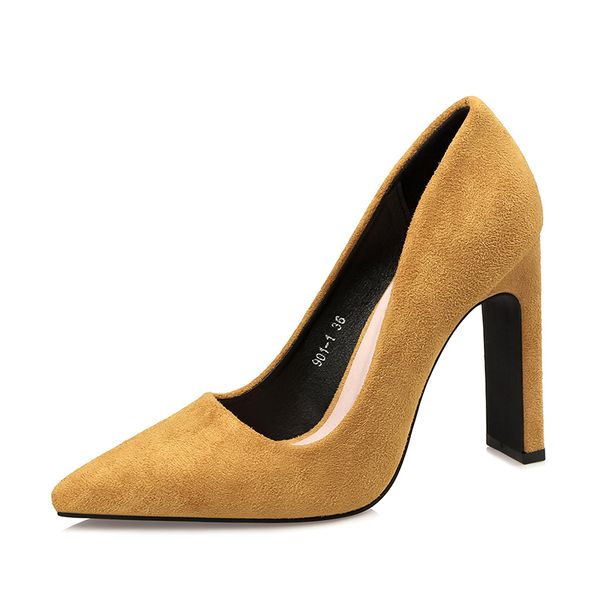

2020 size women 10cm block high heels bridal scarpin valentine pumps ladies pointed toe red black khaki plaza heels female shoes