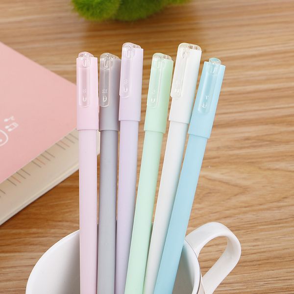 

48 pcs/lot lovely macaron gel pen 0.5 mm black ink neutral pens stationery school office writing supplies promotional gift