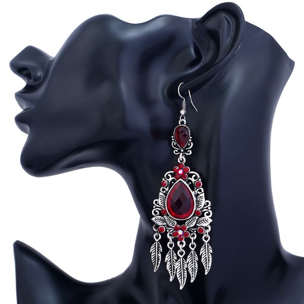 

wholesale- and american new jewelry long water drop earrings retro leaf pendant earrings, Golden