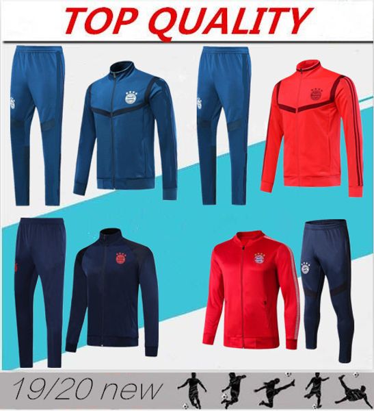 

2019 2020 bayern munich soccer jacket tracksuit 19/20 survetement lewandowski muller robben full zipper jacket training suit, Black