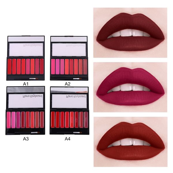 

creative matte lipstick palette easy coloring waterproof sweatproof lip cream with lip brush h1