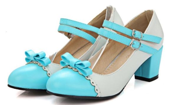 

2019 women's shoes in spring and autumn with new style high heel coarse heel round head bowknot@2107, Black