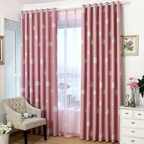 

blackout curtains cartoon kid bedroom child window treatment with tulle curtains panel modern short curtain blue sky cloud