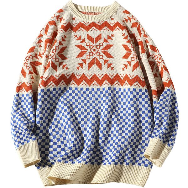 

man winter sweater thick pullover print o-neck mens winter sweater, White;black