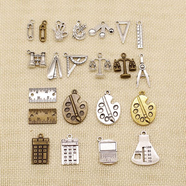 

60 pieces silver charm or pendants jewelry making teaching telescope measurement balance hj107, Bronze;silver