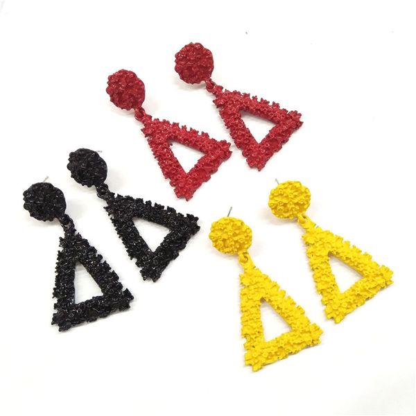 

maxi exaggerated heavy metal earrings triangle alloy embossed flower earrings retro fashion personality earrings, Silver