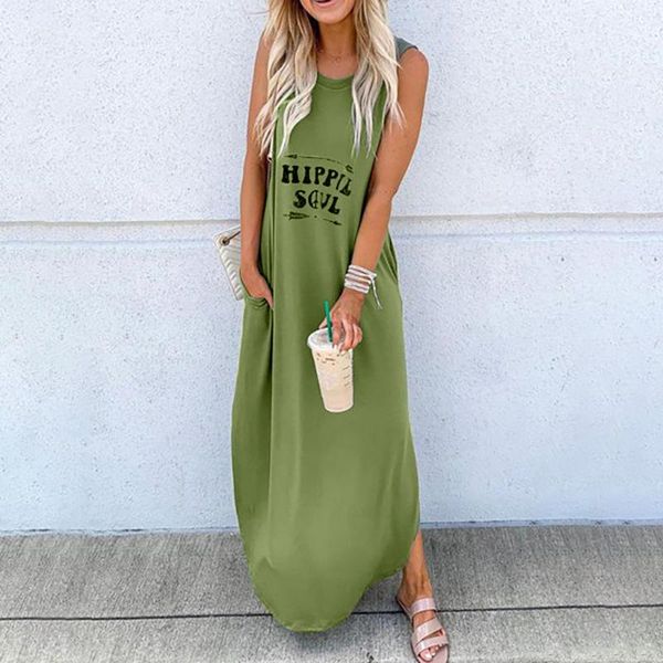 

home&nest women sleeveless letter print fashion o-neck floor length dress plus size vest patry dress vestidos summer, Black;gray
