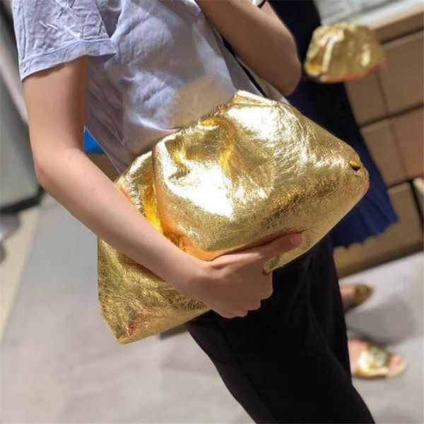 

женский 2020 новый золотой fold мешок сцепления мода большой емкости casual сцепления сумка высокого качества сумки посыльного