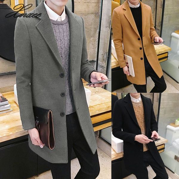 

2019 single breasted figuring overcoat long wool jacket stylish outwear coats, Black