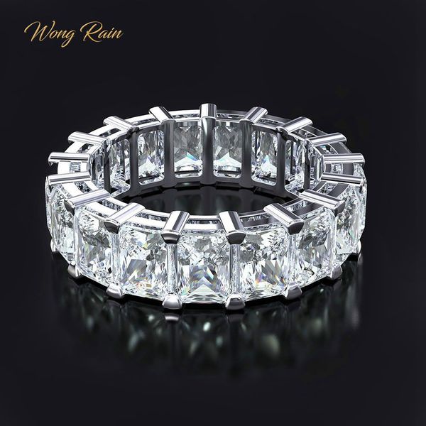 

wong rain 100% 925 sterling silver created moissanite gemstone wedding engagement cocktail women ring fine jewelry wholesale, Golden;silver