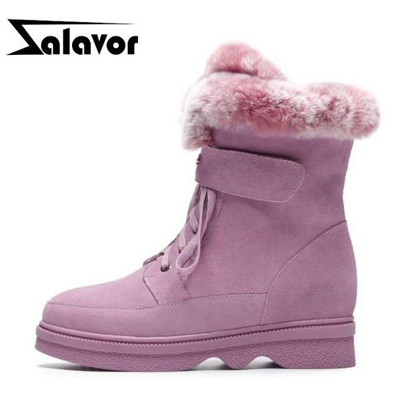 

zalavor real leather women ankle boots thick fur warm winter shoes women zipper fashion high heel daily footwear size 34-39, Black