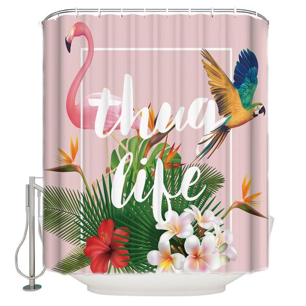 

flamingo parrot tropical plant thug life shower curtain waterproof bathroom curtain
