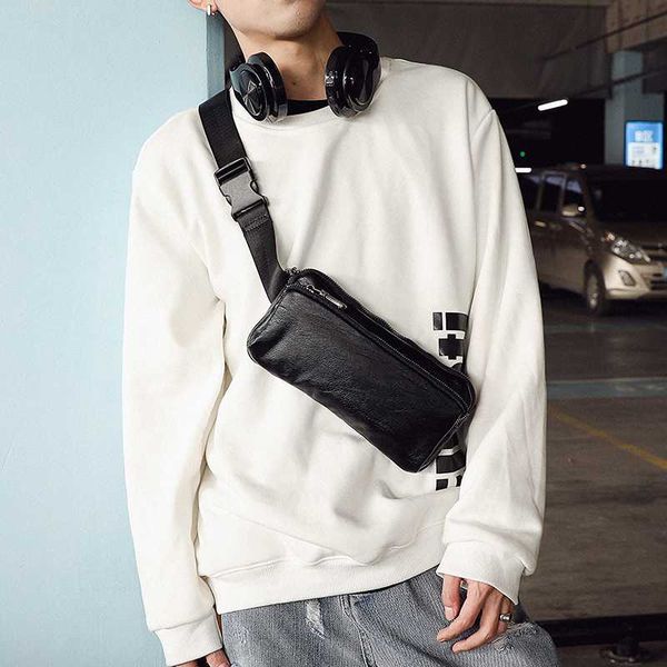 

tidog personality soft leather sloping bag youth chest bag