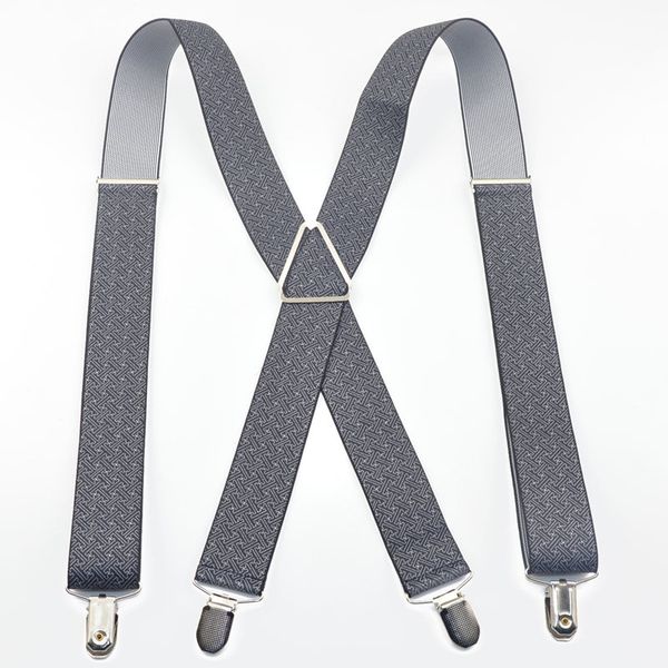 

4 clips black men's suspenders for men 3.5cm women's pants with braces elastic straight adjustable suspenders 3.5*100cm, Black;white