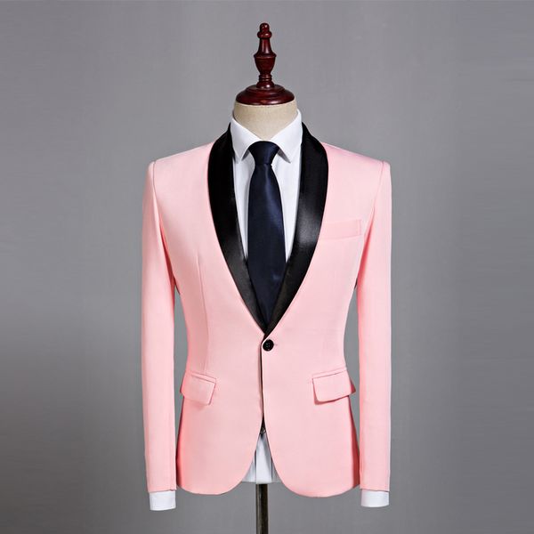 

yushu mens classic black shawl lapel slim fit blazer dj party stage singer wedding grooms suit jacket costume homme, White;black