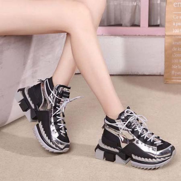 

с коробкой! новые кроссовки мода роскошные дизайнерские туфли мужские женщины повседневная обувь кожа заплатки открытый спорт boots размер, Black