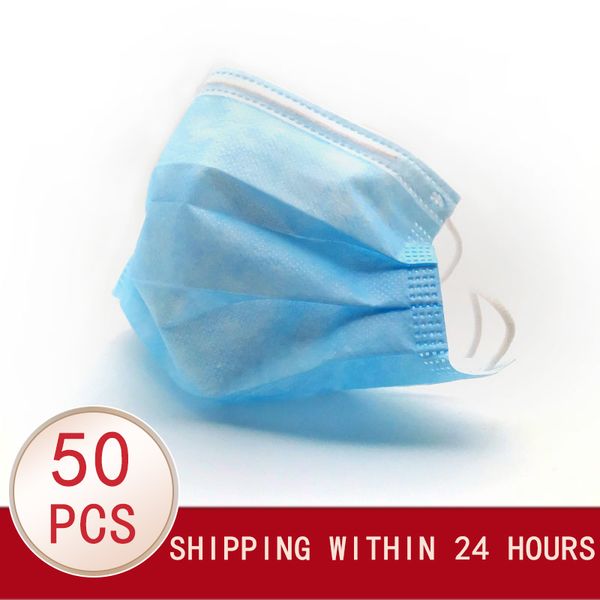 

50 pcs dropshipping disposable anti dust mask mouth korean blue face mask